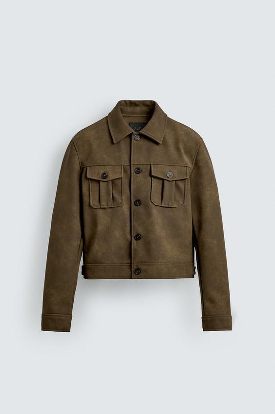 GEACĂ CROPPED CU EFECT DE PIELE